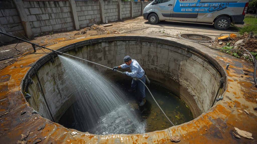 "Cleaning of residential water tank in Karachi using high-pressure equipment