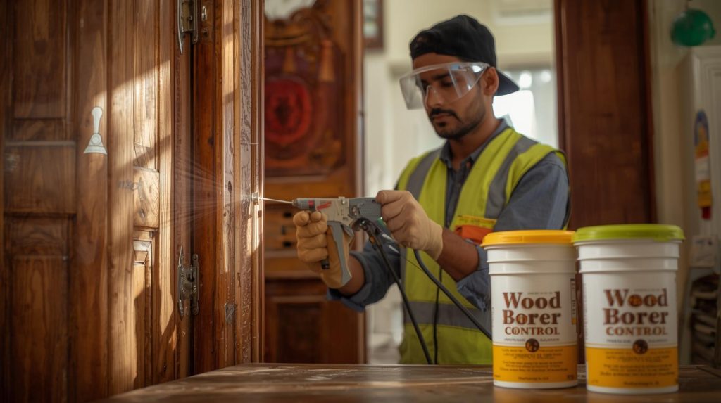 Wooden surface treated for wood borer infestation in Karachi by Smart Fumigation